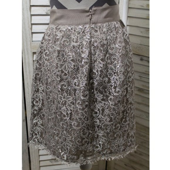 J Crew Rose Taupe Metallic Tinsel Lace Skirt (144)🦄 - Picture 8 of 10